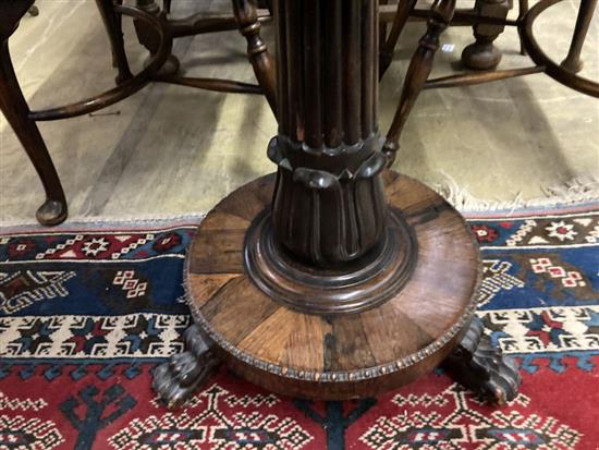 An early Victorian rosewood folding card table, width 90cm depth 45cm height 72cm